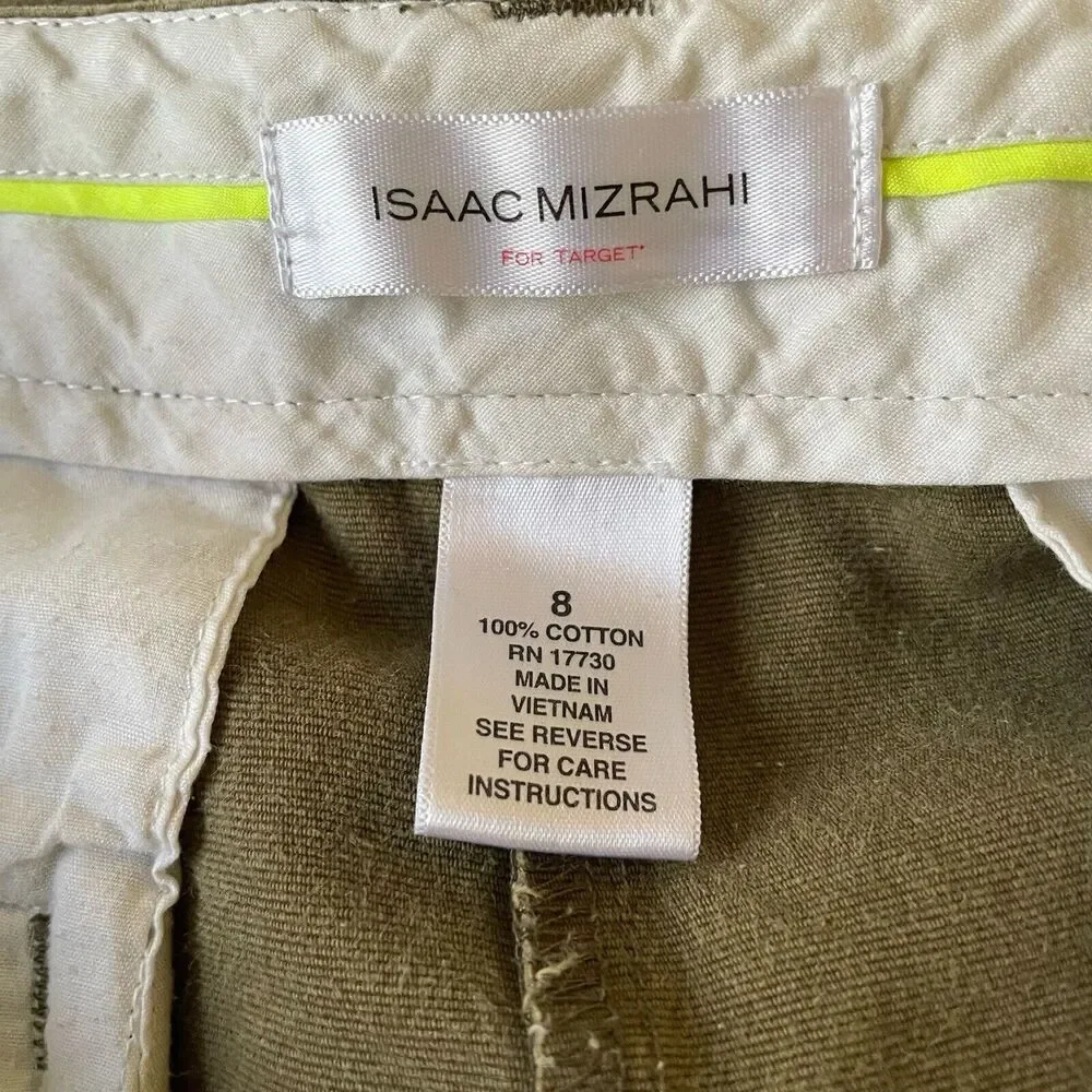 Isaac Mizrahi‎ Shorts SIZE 8 Green chino Canvas Target Pockets High Rise